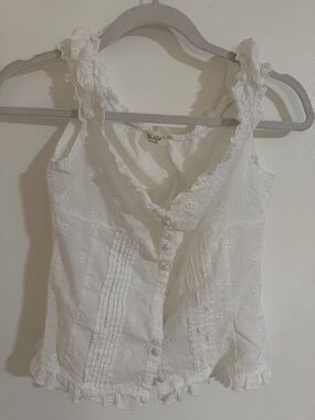 Brandy Melville White Eyelet Ruffle Strap Camisole